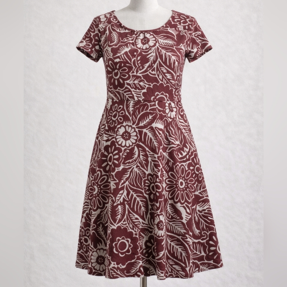 TALBOTS FLORAL KNIT FIT & FLARE DRESS